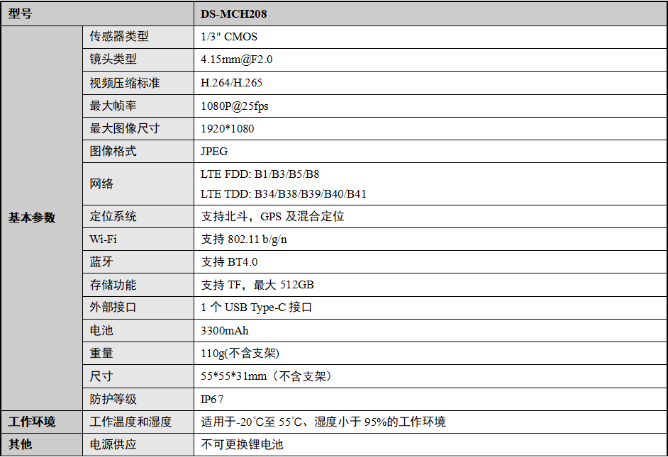 DS-MCH208/EST技術參數