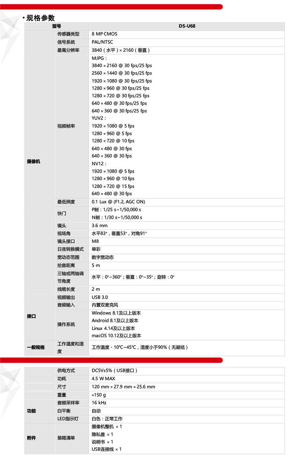 DS-U68技術參數